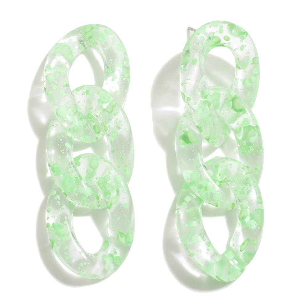 New chain link acetate drop earrings